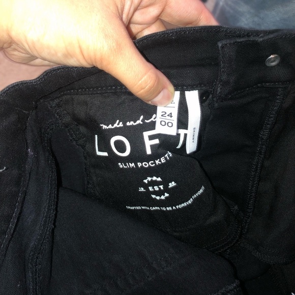 LOFT Skinny Black Jeans Gold Shimmer Stripe - Picture 8 of 9
